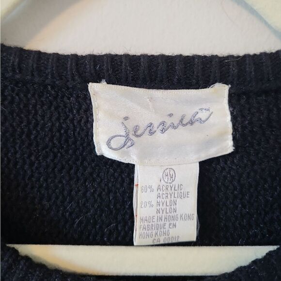 Vintage Black Knit Sequin Sweater - Picture 5 of 5